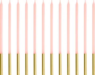 Image de Bougies d'anniversaire 14cm lisses 12pcs rose / or