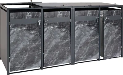 Obrázek produktu pro 4dílný kryt odpadkového koše HWC-J82, box na odpadky, rozšiřitelný, kovový 100 kg, antracit  tmavý mramorový vzhled