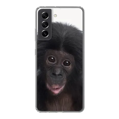 Produktbild von MuchoWow® Handyhülle Schutzhülle Hülle für Samsung Galaxy S21 FE Affe - Schimpanse - Porträt - Kinder - Jungen - Mädchen Silikon Softcase Handy Hülle - Mobiltelefonhülle