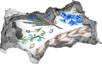 Produktbild von Selbstklebender Loch-3D-Aufkleber 95x73 cm Federn und Blumen
