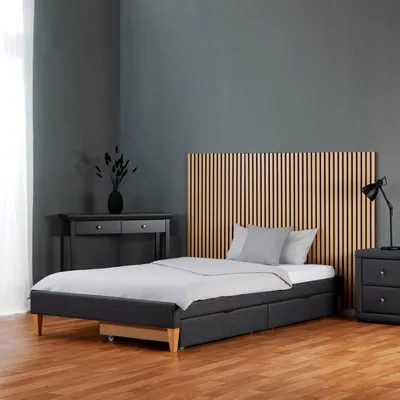 Produktbild von Homestyle4u Polsterbett 90 x 200 Grau mit 2 Bettkästen Lattenrost Futonbett Bett Bettgestell