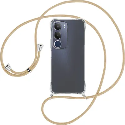 Produktbild von Handykette Backcover-Schutzhülle mit Band (Metall silberfarben) für Vivo Y19S 4G - caramel