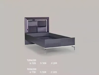 Produktbild von Bett Loft Holz Schwarz Design 120x200cm Bettrahmen Gepolstertes Kopfteil