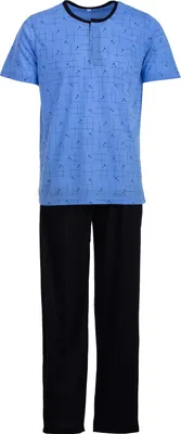 Produktbild von Pyjama Set Kurzarm- Zweigen, Farbe:blau, Größe:M