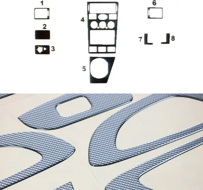 Productafbeelding van Interieurdecoratie voor het dashboard van een Ford Mondeo mk3 (2000-2003), met een carbonlook, bestaande uit 8 delen