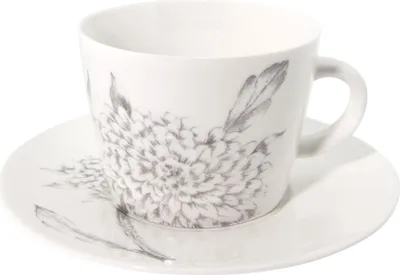 Produktbild von 6er Set Kaffeetasse mit Untertasse HORTENSIE für ml weiß grau Clayre & Eef WA