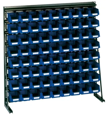 Produktbild von LA-KA-PE Vario-Regal V8A mit 72 PLK-Kästen blau