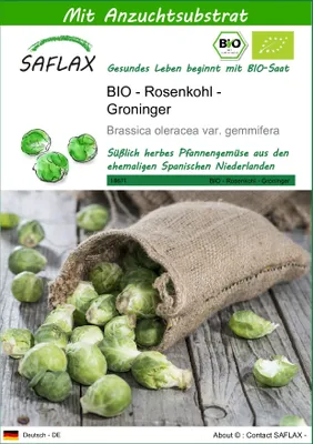 Produktbild von SAFLAX - BIO - Rosenkohl - Groninger - Brassica oleracea var. gemmifera - 30 Samen - Mit keimfreiem Anzuchtsubstrat