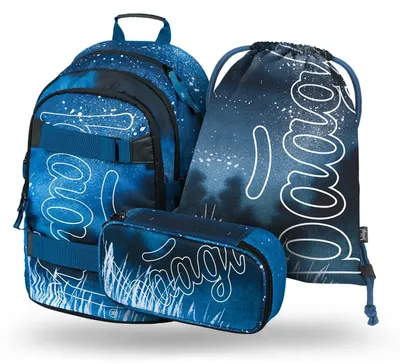 Image de Ensemble de trois pièces comprenant un sac à dos scolaire pour garçons, doté d'une conception ergonomique