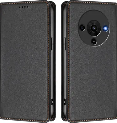 Image de Étui en cuir pour ZTE Blade A76 5G, étui à rabat magnétique en cuirPolyuréthaneavec support, noir