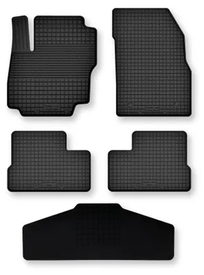 Produktbild von Gummi-Fußmatten mit Tunnelmatte für Nissan Leaf II ab 2017 (Schrägheck) – 5-tlg, Schwarz, modellangepasst – Wielganizator Semi-Universal
