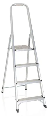 Obrázek produktu pro hjh OFFICE skládací žebřík 4 stupně SOLID II hliníkový skládací žebřík, štafle, žebřík pro domácnost, nosnost do 150 kg