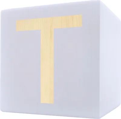 Produktbild von Holzbuchstabe Würfel, 5 x 5 cm, weiß, Buchstabe T