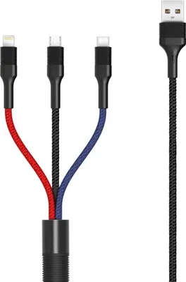 Produktbild von PINBOX XONB54BK, 1,2 m, USB A, USB C/Micro-USB B/Lightning, USB 2.0, Schwarz