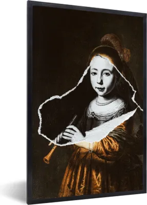 Produktbild von MuchoWow® Gerahmtes Poster Elizabeth Mirror - Schwarz - Weiß - Gold 60x90 cm - Poster mit Schwarzem Bilderrahmen Wandposter Rahmen Foto Bilder - Kunst