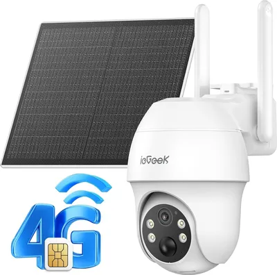 Produktbild von ieGeek 2K HD 4G LTE Überwachungskamera Aussen Akku mit SIM Karte, 360° PTZ Kabellose Solar Kamera Outdoor ohne WLAN, Farbige Nachtsicht