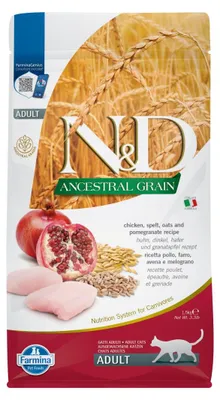 Zdjęcie produktu dla Farmina N&D Cat Ancestral Grain Chicken & Pomegranate Adult 1,5kg Sucha Karma Dla Kota Kurczak z Granatem