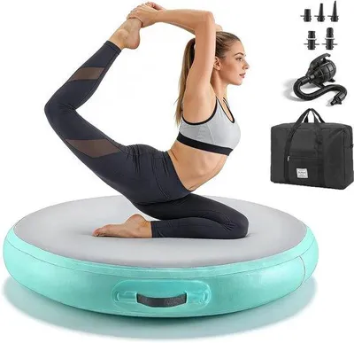 Produktbild von Famanu Gymnastikmat Luftrolle - Inklusive Pumpe - 100 x 20 cm - Blau