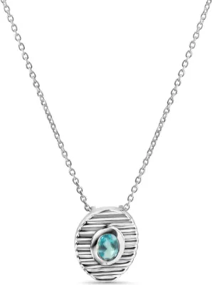 Produktbild von V Anhänger mit Kette 925/- Sterling Silber 42+3cm weiß Blautopas beh. blau 341240152