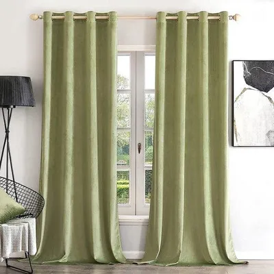 Immagine prodotto di Set di tende oscuranti Unyqoos® (2 pezzi) – Tende in velluto con passanti, termiche, che bloccano il 70-85% della luce, 140 x 175 cm (larghezza x altezza), color grigio-verde