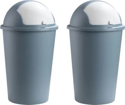 Produktbild von Abfalleimer - 50 Liter - Ø 40 cm - Weiß - Pastellblau - Kunststoff - 2er Set