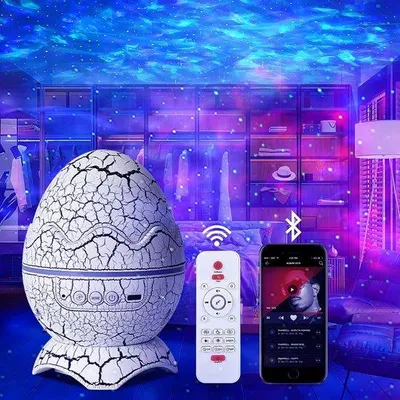Zdjęcie produktu dla Projektor w kształcie dinozaura – lampka nocna – projektor nieba z odtwarzaczem muzyki – dla dzieci i dorosłych