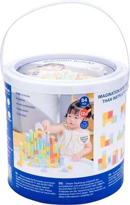 Produktbild von Holzbausteine Set - buntes Spielzeug - 84 Stück - Aufbewahrungsbox