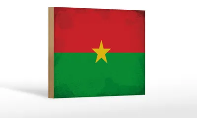 Produktbild von Holzschild Flagge Burkina Fasos 18x12cm Flag Vintage