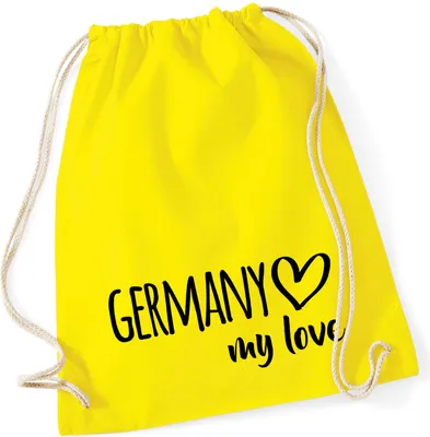Produktbild von Huuraa Turnbeutel Germany my love 12 Liter Yellow Baumwolle Rucksack Geschenkidee
