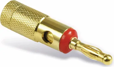 Zdjęcie produktu dla Dynavox Wtyk bananowy męski - Cylinder zaciskowy - Pozłacany - Czerwony - 1 sztuka (En)