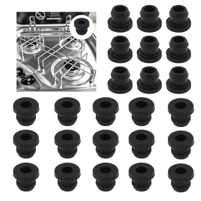 Produktbild von 24 Stück Topfträgergummis 5mm, kompatibel mit Smev Thetford Dometic,Gummifüße für Wohnmobil Gasherd, schwarz Rostgummifüe