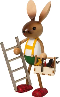 Produktbild von Drechslerei Kuhnert - Hasen mit langen Beinen - Handwerker - die perfekte Osterdekoration für jeden Haushalt - Hasen stehend ca. 19cm