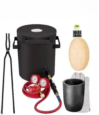 Image de Four de fusion au propane - 10 kg - Fonderie métallique - Kit de four de coulée - Avec bloc de fusion en graphite et pince - Coulée et fusion