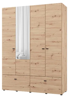 Produktbild von Spigno - Großer Kleiderschrank, 155x208 cm, Braun Eiche Knoten, 2 Regale