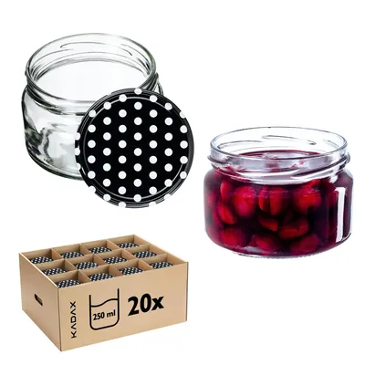 Zdjęcie produktu dla KADAX małe słoiki do przetworów 250 ml, słoiki na dżem z pokrywką, hermetyczne słoiki na prezenty
