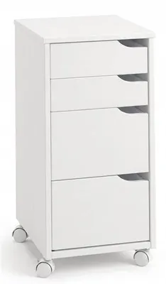 Produktbild von Massivholz Rollcontainer Kiefer | weiß | Bürocontainer mit 4 Schubladen & Rollen | ca. 66 x 32 x 38 cm (weiß)