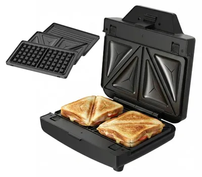 Sandwichmaker 900 W mit 3 Platten (Sandwich, Grill, Waffel)