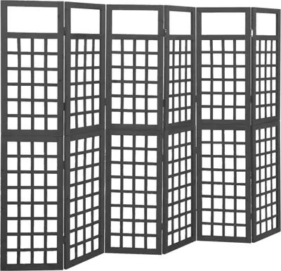 Produktbild von vidaXL Spalier/Paravent 6 teilig Massivholz Tanne Schwarz 242,5x180 cm - Paravent - Raumteiler - Raumtrenner - Trennwand