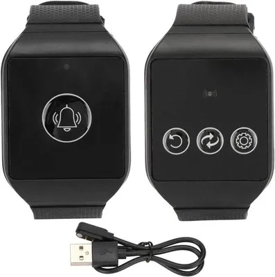 Image de Système d'alarme - Montre-bracelet sans fil pour seniors - Étanche - Personnel soignant - Rechargeable - Personnes âgées