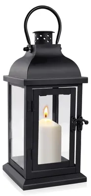 Metall-Kerzenlaterne, schwarz, wetterbeständig, 27 cm, für Kerzen