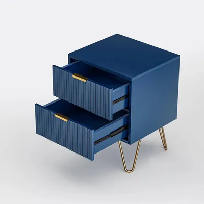 Immagine prodotto di Comodino - 2 cassetti - Blu - Comodini - Comodini moderni - Classici - Comodino in legno