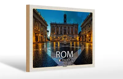 Produktbild von Holzschild Reise Rom Italien Kapitolsplatz 30x20cm