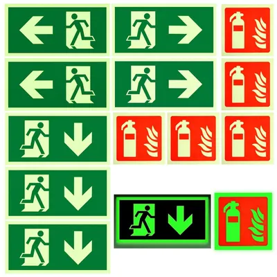 Imagen del producto de Juego de 12 señales de "Extintor" y adhesivos de "Salida de emergencia"