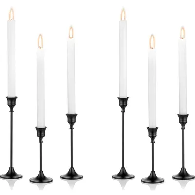 Produktbild von Kerzenständer 6er-Set Schwarz Retro Kerzenhalter verschiedene Höhen Metalldekoration für Hochzeit Tischdeko Wohnzimmer