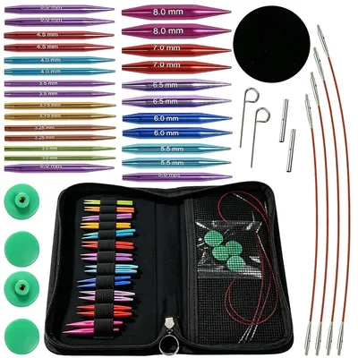 Produktbild von Austauschbares Rundstricknadelset mit 12 Nadelspitzen und Zubehör