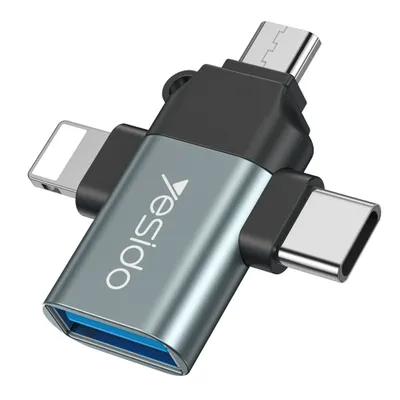 Obrázok produktu pre Adaptér Yesido 3 v 1 USB-A na USB-C/Micro USB/Lightning OTG