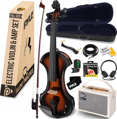 Immagine prodotto di Violino elettrico Pyle 4/4 – Violino elettrico, violino elettrico 4/4 per violinisti, violino elettrico con accessori, custodia inclusa