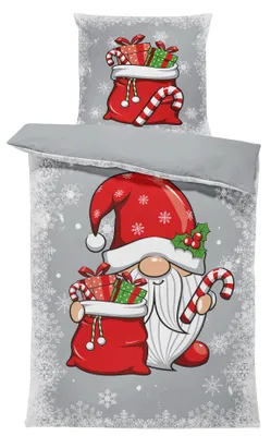 Produktbild von Bettwäsche 135x200 cm Wichtel Weihnachten Biber Winter Flanell Baumwolle