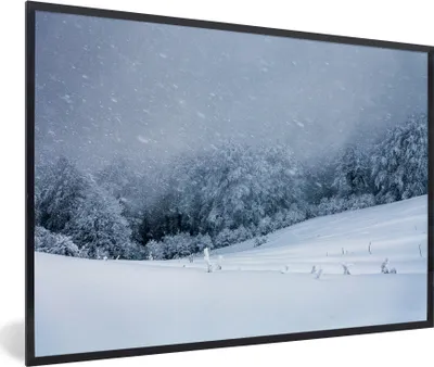 Produktbild von MuchoWow® MuchoWow® Gerahmtes Poster Berg mit Schnee 90x60 cm - Poster mit zchwarzem Bilderrahmen - Fotorahmen - Foto-Plakat
