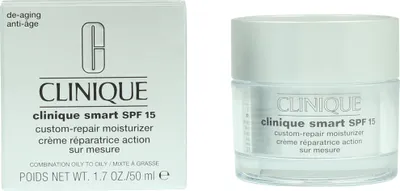 Zdjęcie produktu dla Clinique Smart Broad Spectrum SPF 15 Custom-Repair, Kobiety, 50 ml, Krem, Skóra mieszana, Skóra tłusta, Nawilżający, Ochrona, Wzmacniający, Słoiczek